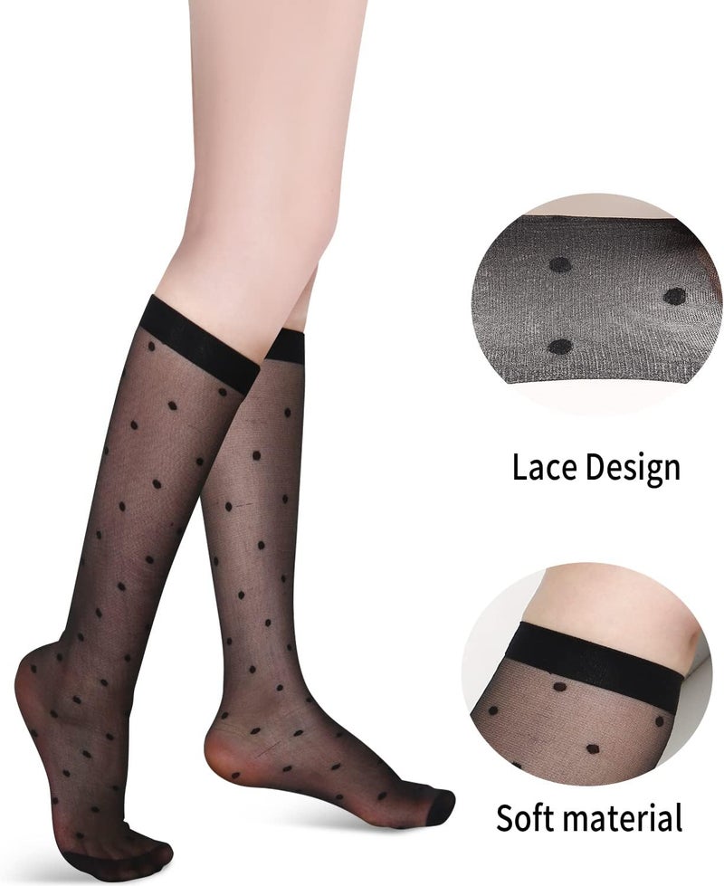 Benefeet Sox Womens Lace Knee High Socks Girls Sheer Mesh Knee High Stockings Cute Fishnet Lolita Calf Sock - Image 2